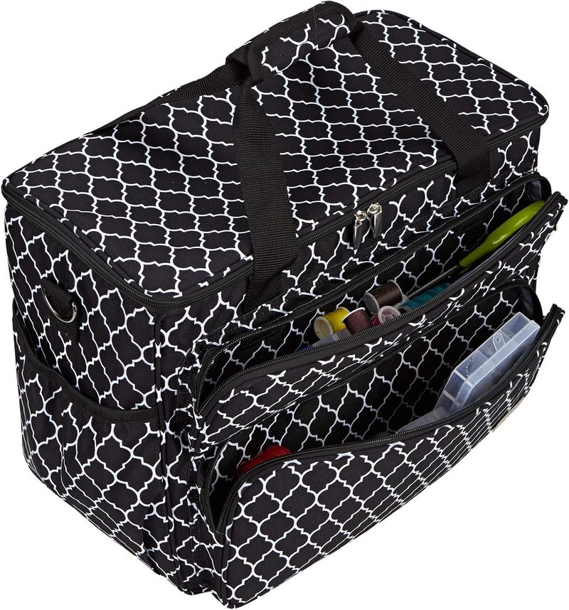 NICOGENA Sewing Machine Carrying Case, Universal Travel Tote Bag with Shoulder Strap for Singer, Brother, Janome and Accessories, Lantern Black - Image 3